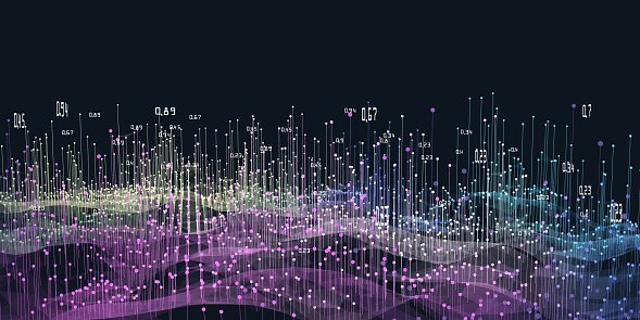 Representación de Big Data en colores, con fondo negro