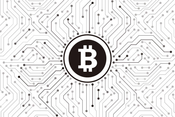 Moneda digital Bitcoin, dinero digital futurista, ilustración vectorial