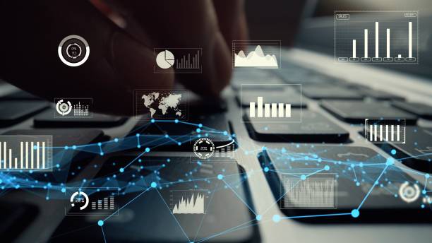 Visual creativo de big data empresarial y análisis financiero en ordenador mostrando concepto de metodología estadística de toma de decisiones de inversión, fintech e ingeniería financiera para artículo Tecnología fundamental en finanzas_Oscar Reyes de la Campa