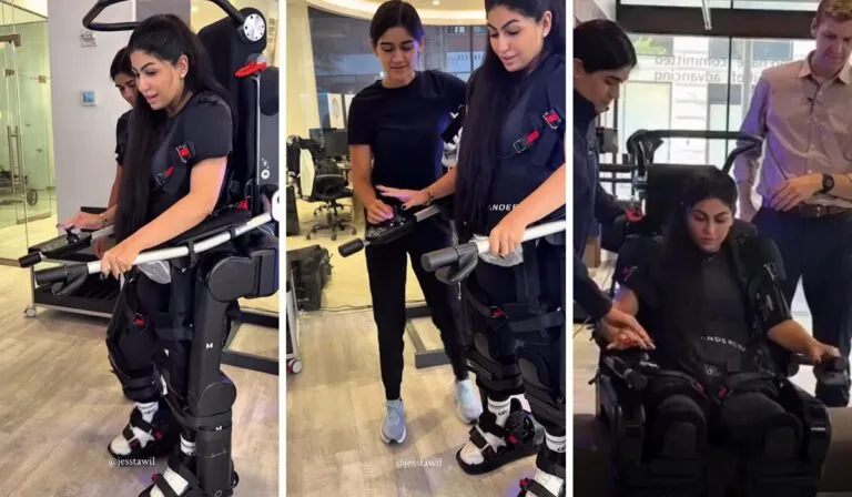 Después de una década en silla de ruedas, Jessica vuelve a ponerse de pie gracias a un traje robótico