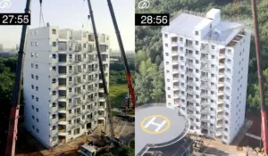 China levanta un edificio de 10 pisos en poco más de un día y deja al mundo boquiabierto