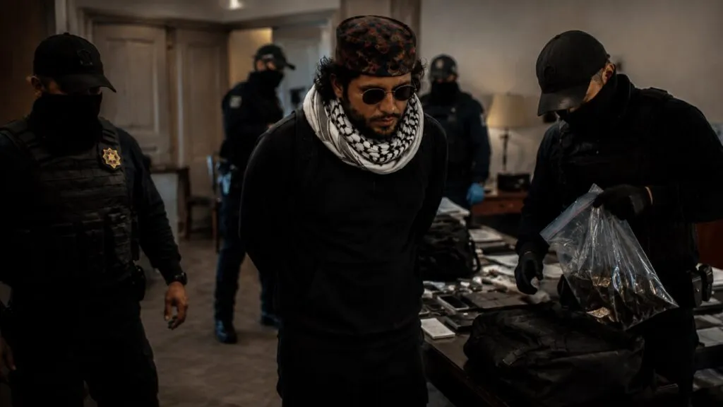 Falso talibán de Tláhuac tras su detención por presunto narcomenudeo, amenazas y portación de armas en Ciudad de México.