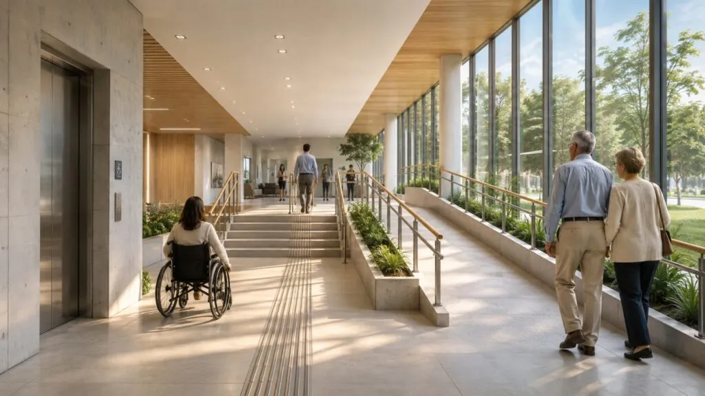 Arquitectura inclusiva con diseño universal y tecnología para crear espacios accesibles
