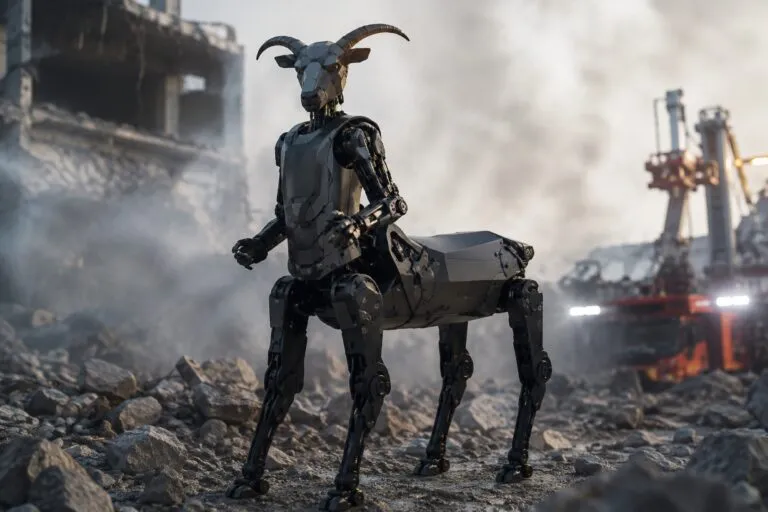 Robot centauro diseñado para operaciones de rescate e inspección en entornos peligrosos con tecnología avanzada.