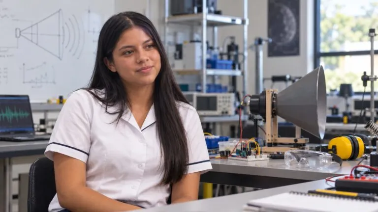 Estudiante mexicana presenta Vortex Tech, un extintor acústico experimental que utiliza ondas de baja frecuencia contra pequeñas llamas.