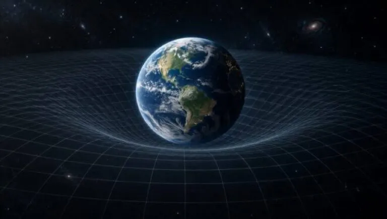 Representación de la Tierra y un sensor cuántico diseñado para investigar el arrastre del espacio-tiempo previsto por Einstein.