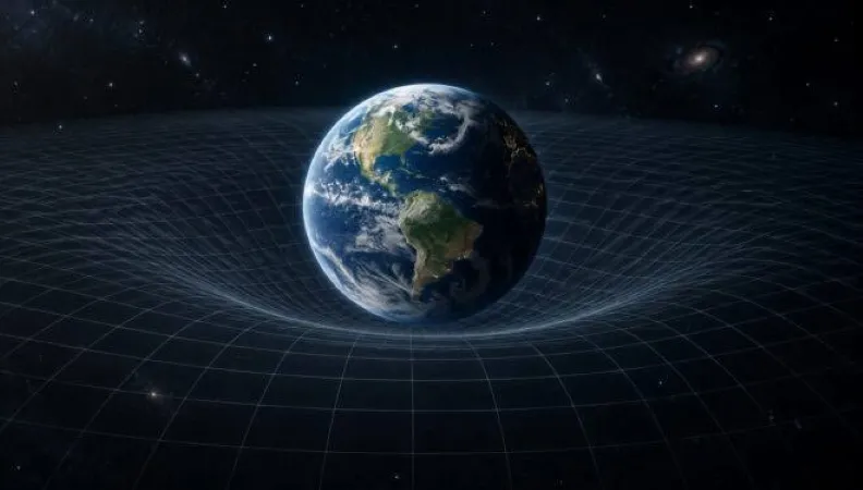 Representación de la Tierra y un sensor cuántico diseñado para investigar el arrastre del espacio-tiempo previsto por Einstein.